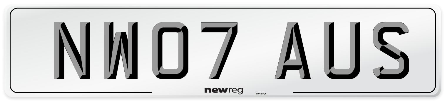 NW07 AUS Number Plate from New Reg